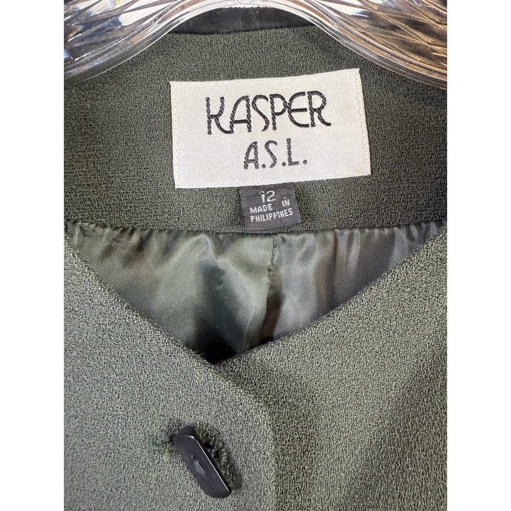 Kasper ASL Black Blazer Womens Sz 12 5 Button Wool Jacket Career Office Church - Picture 3 of 8